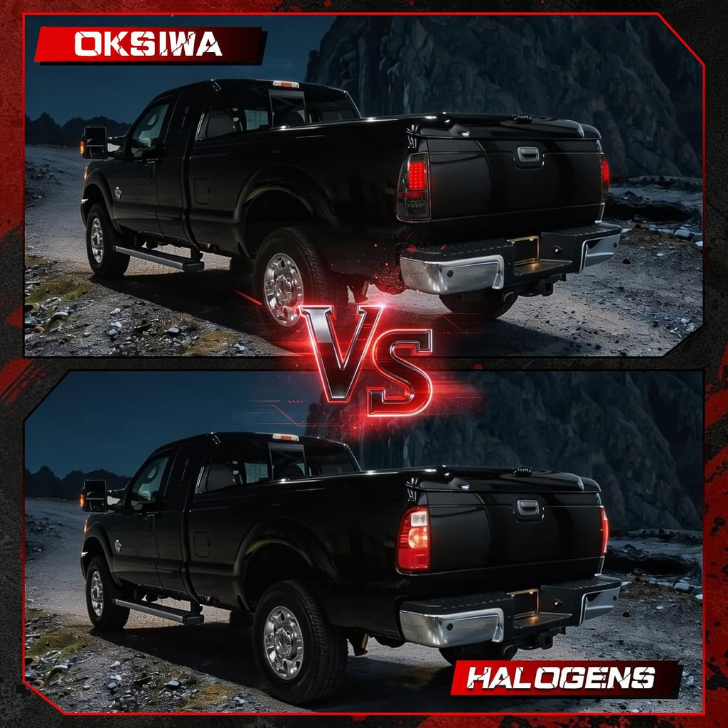 OKSIWA Smoked Full Led Tail Lights Compatible with 2008-2016 Ford F250 F350 F450 Turn Signal,Brake Light,Reverse Light Rear Light Assembly Replacement