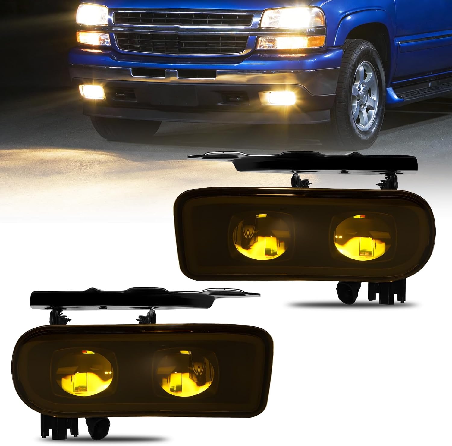 OKSIWA LED Fog Lights Assembly Compatible with 2002 2003 2004 2005 2006 Cadillac Escalade/Escalade EXT/Escalade ESV Driving Fog Lamps Yellow Lens